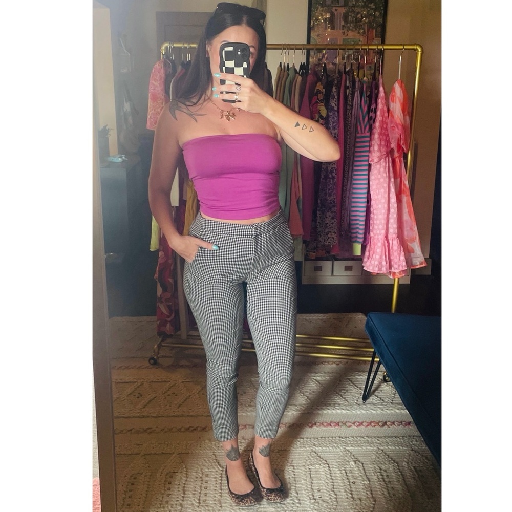 Zara Gingham Stretch Crop Pant - Picture 2 of 10